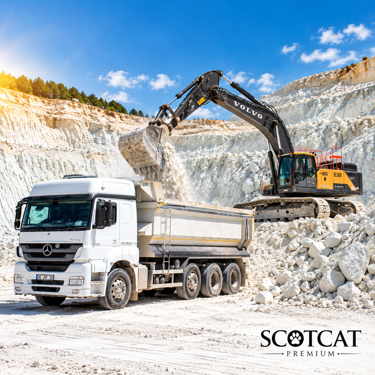 Kalker Ocağında Volvo ve Actros Operasyonu